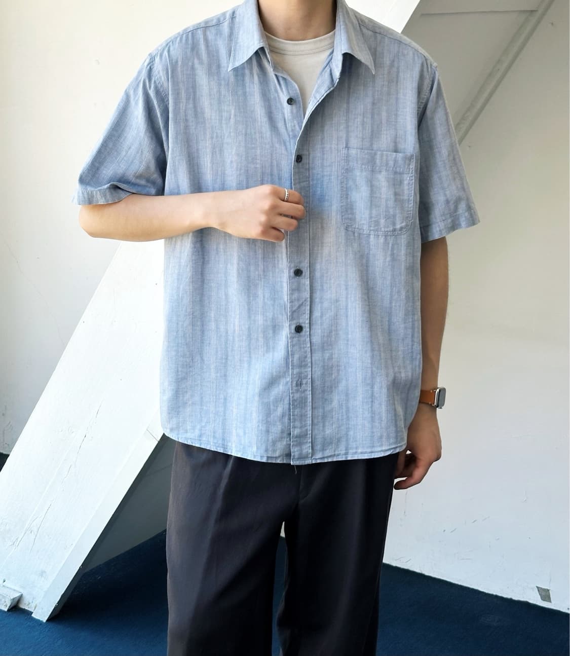 Design jacquard fabric point H/S shirt 상품이미지9