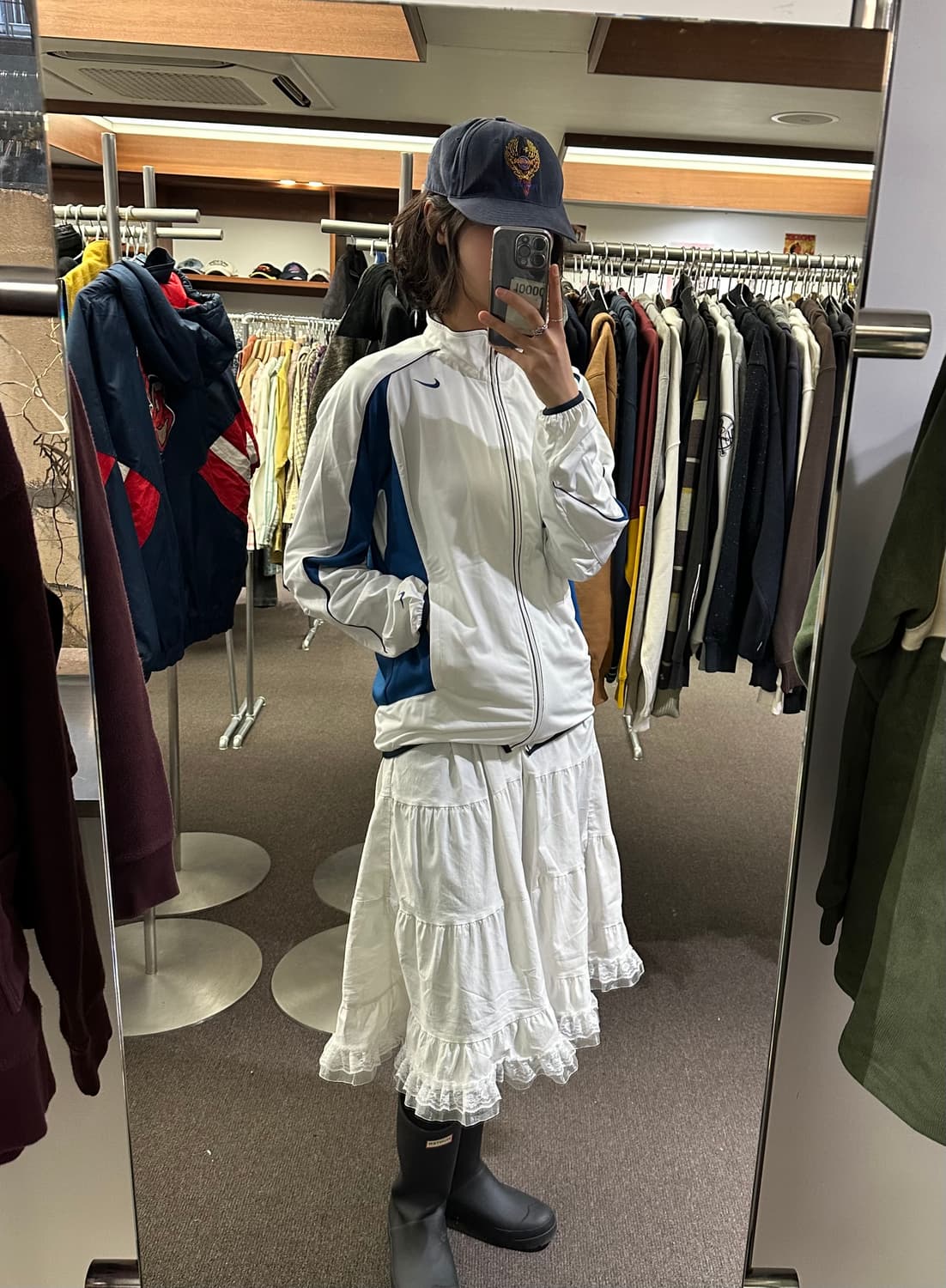 M)Nike 빈티지 화이트 블루 올드스쿨 윈드브레이커 상품이미지1