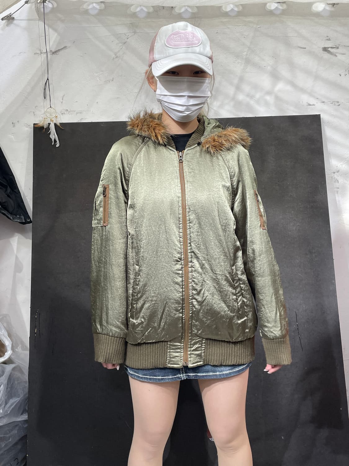 일본빈티지 Livre claire 울프죠 퍼 후드 자켓 ma-1 마원 M 상품이미지4