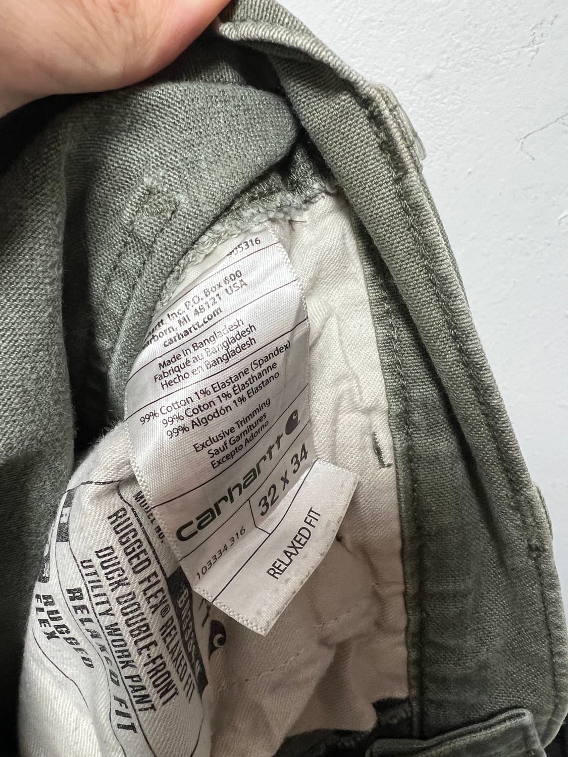 칼하트 릴랙스핏 더블니 카펜터 팬츠 모스 그린 상품이미지9