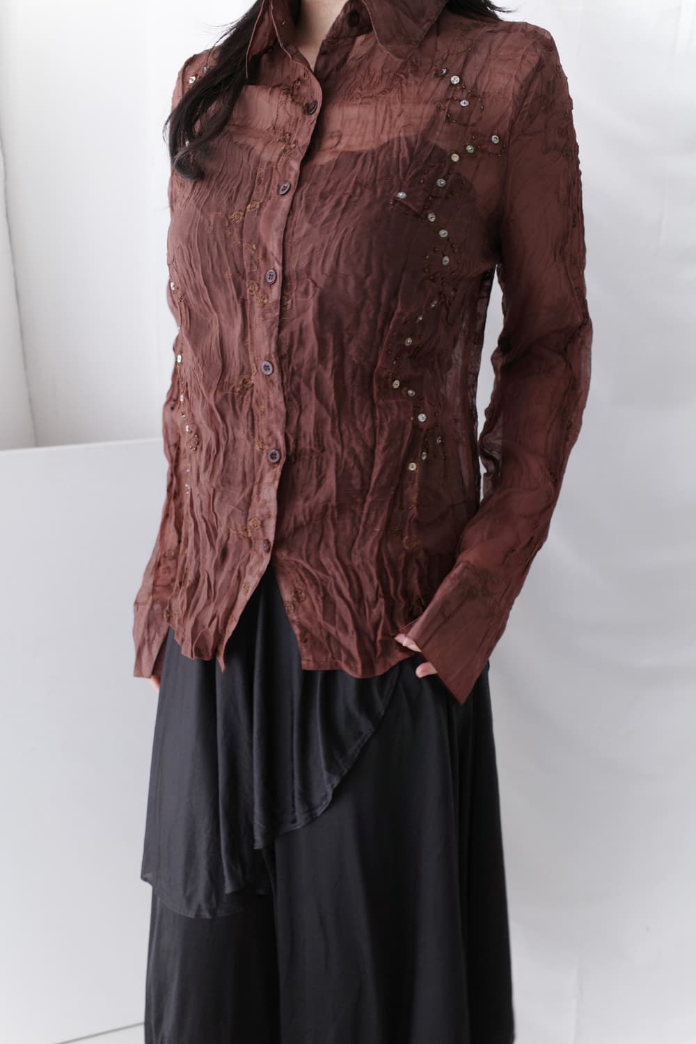 beads see-through shirt 상품이미지7