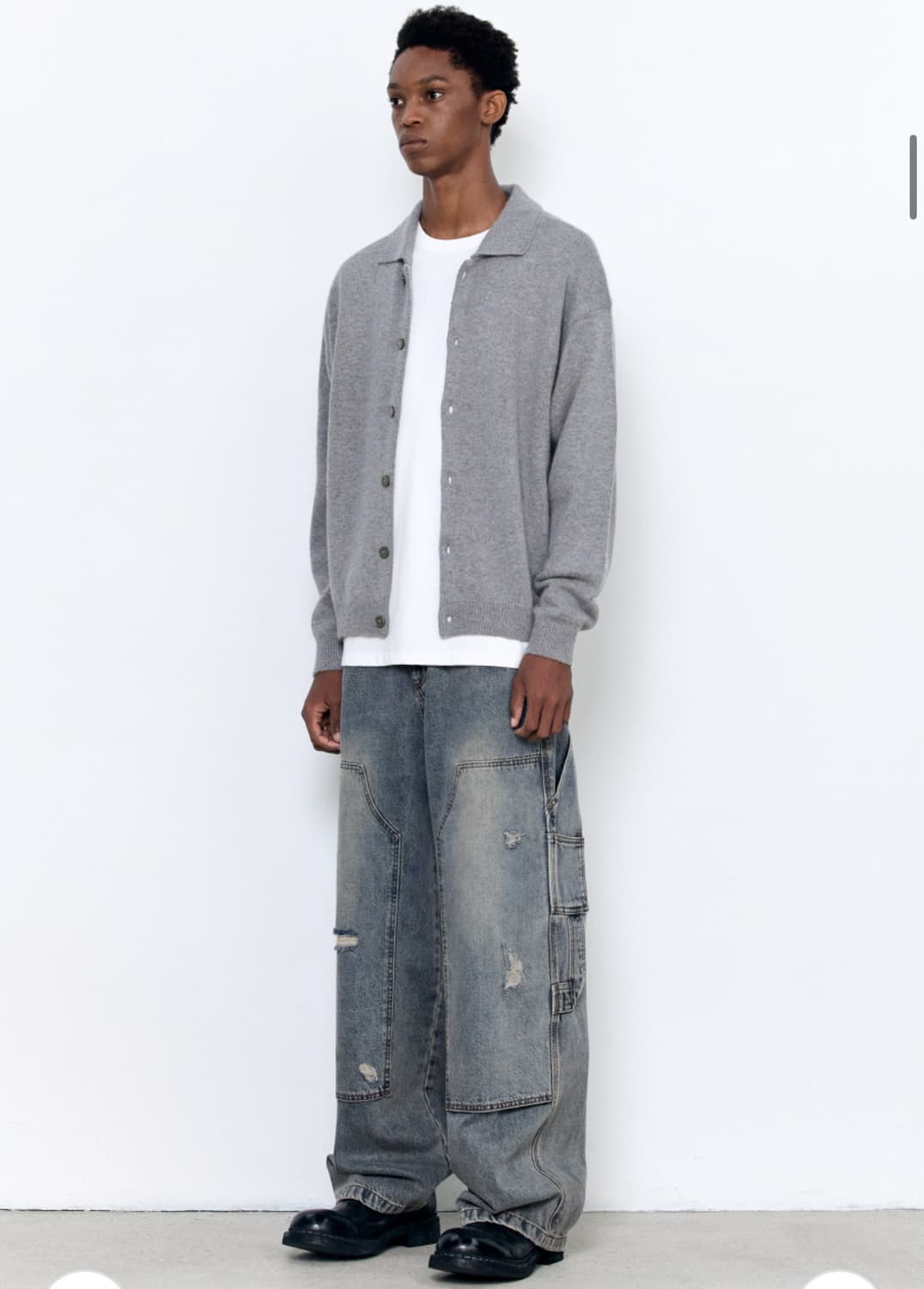 인사일런스 앙고라 믹스드 칼라 카디건 GREY L사이즈 상품이미지3