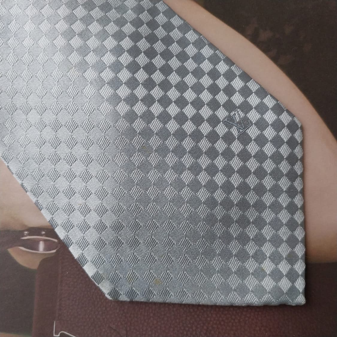 루이비통 실크 스카이 블루 자카드 넥타이 9cm B등급 K2085 상품이미지4