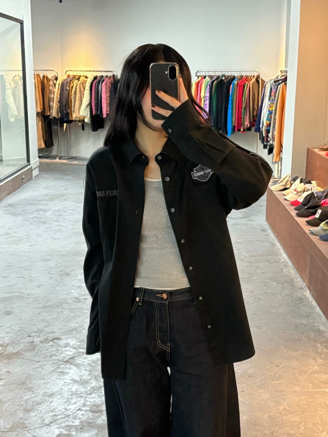 할리데이비슨 자수로고 블랙 셔츠 상품이미지1