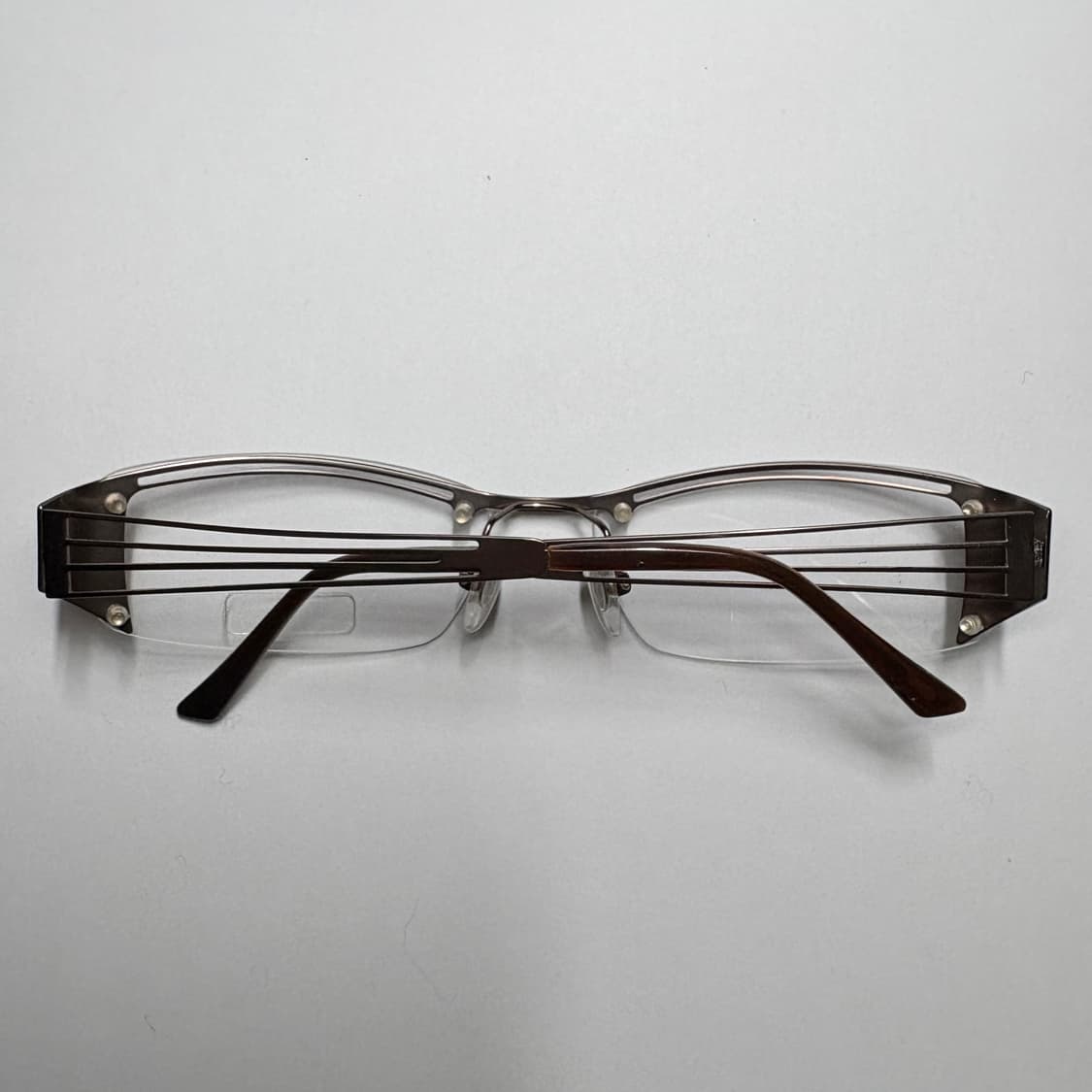 빈티지 긱시크 안경 Y2K(멀티 라인 테크니컬 하프림) 상품이미지4