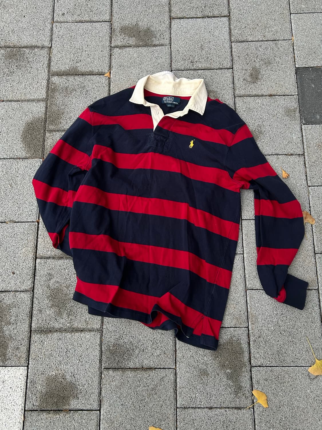 2000s 폴로 레드&네이비 럭비 카라 포니 롱슬리브 상품이미지1