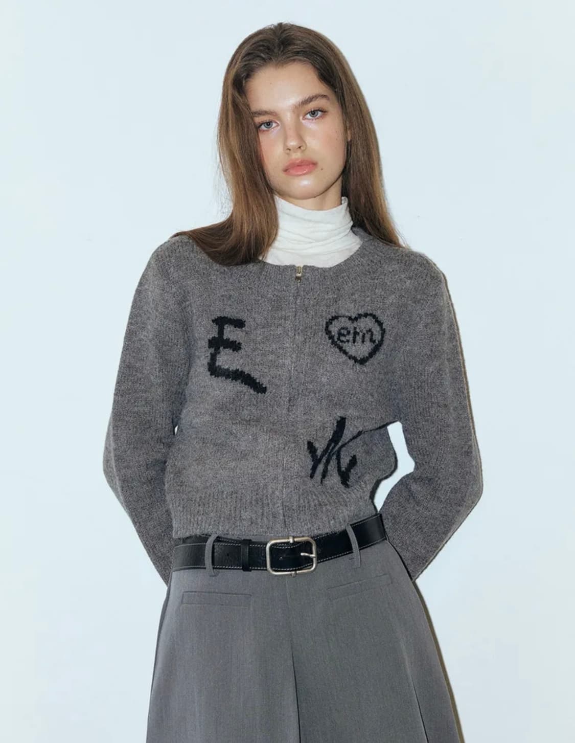 [원가 13.8만원] 에트몽 레터링 집업 니트 가디건 상품이미지2