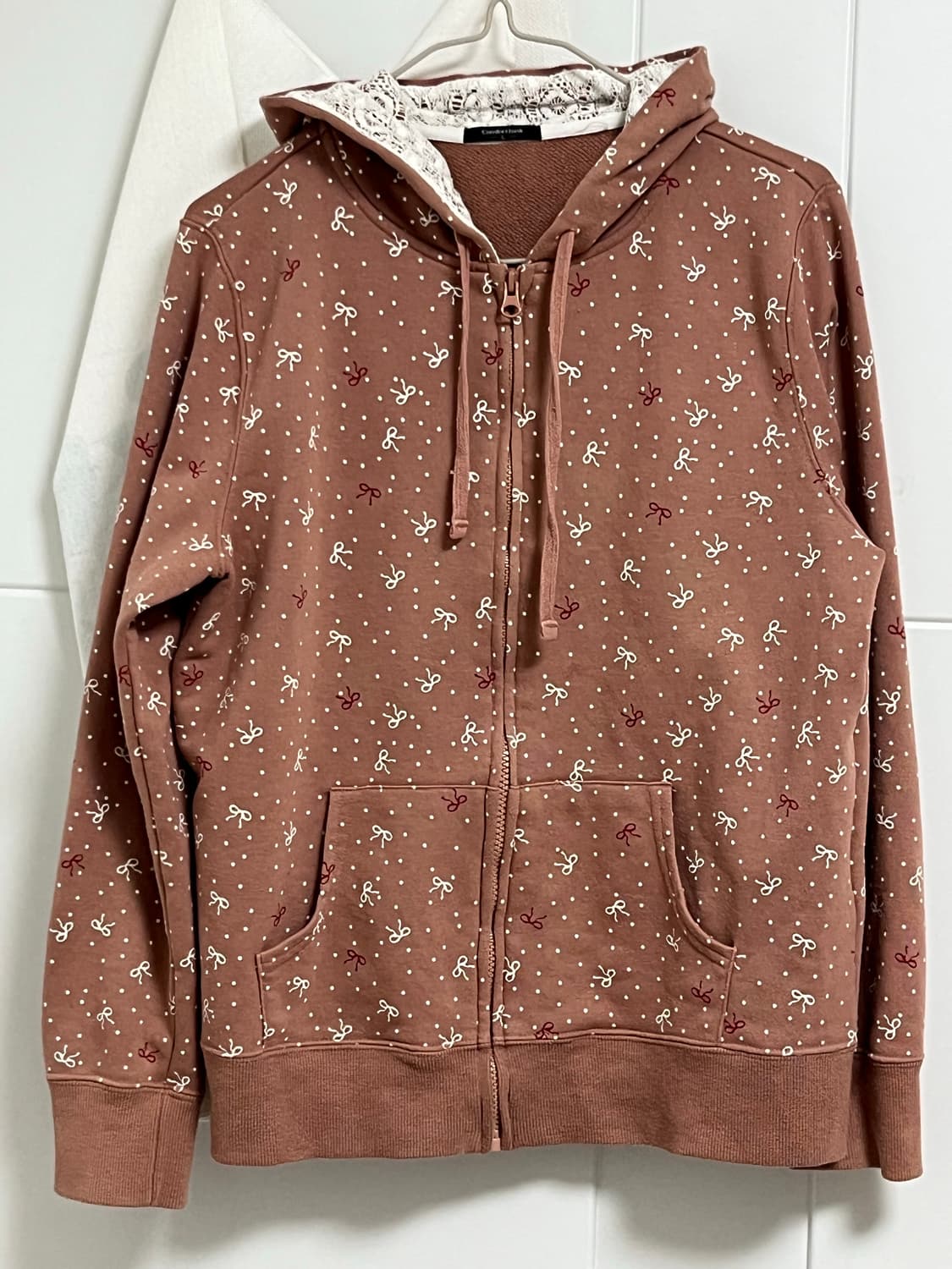 빈티지 리본 레이스 후드집업 하구미 대장 모리걸 상품이미지2