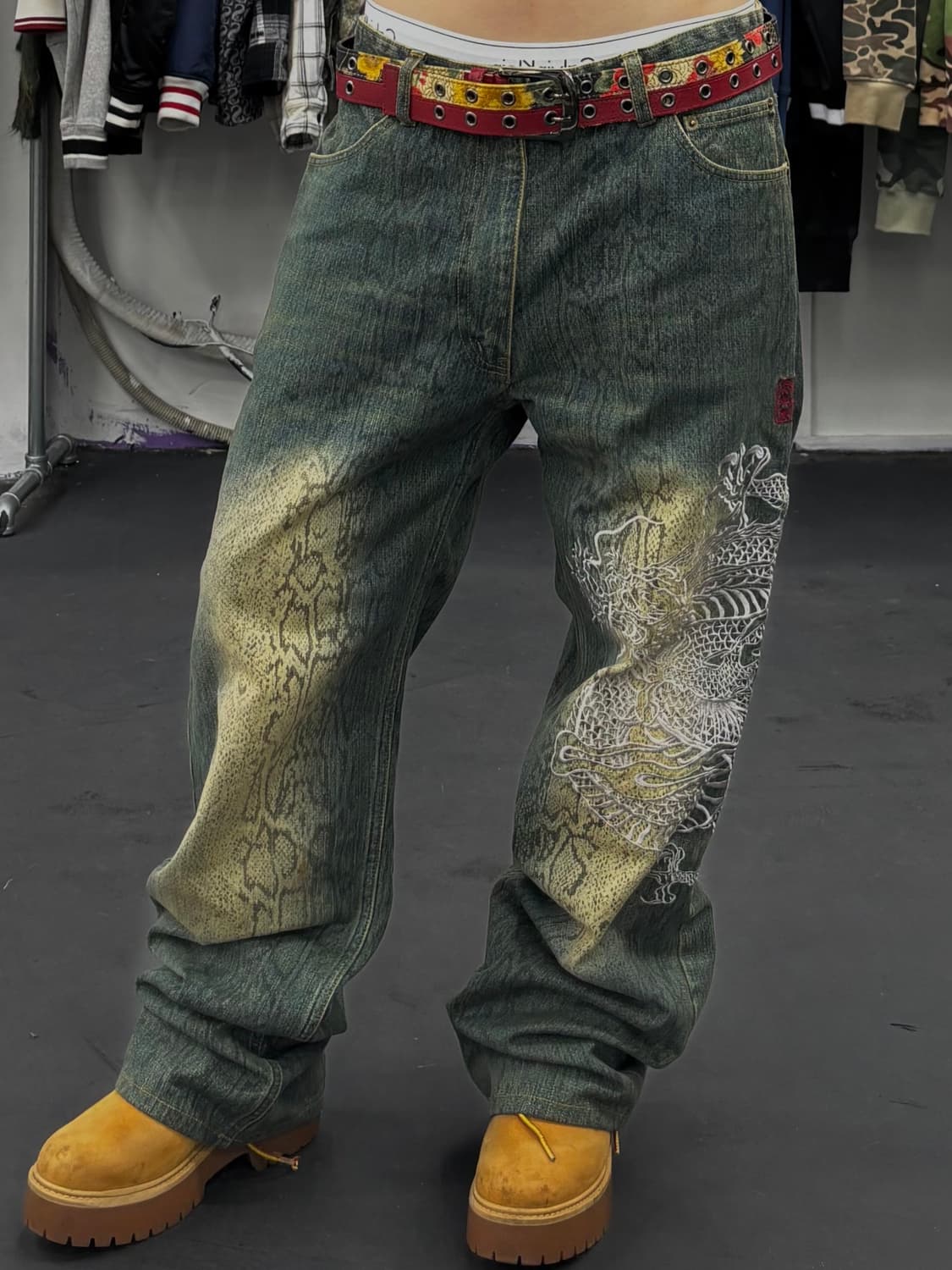 카라쿠리 타마시 뱀피 드래곤 데님팬츠 상품이미지3