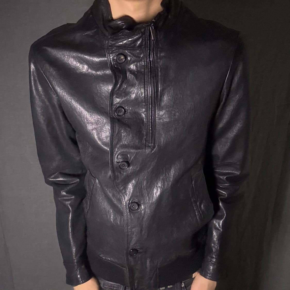 Double Neck lamb skin Leather Jacket 상품이미지8
