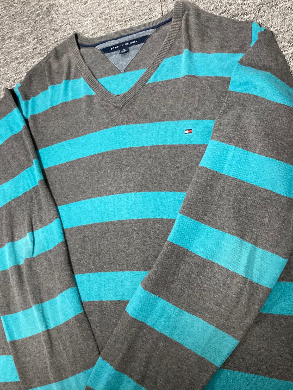 타미힐피거 V넥 스트라이프 니트 XL 상품이미지2