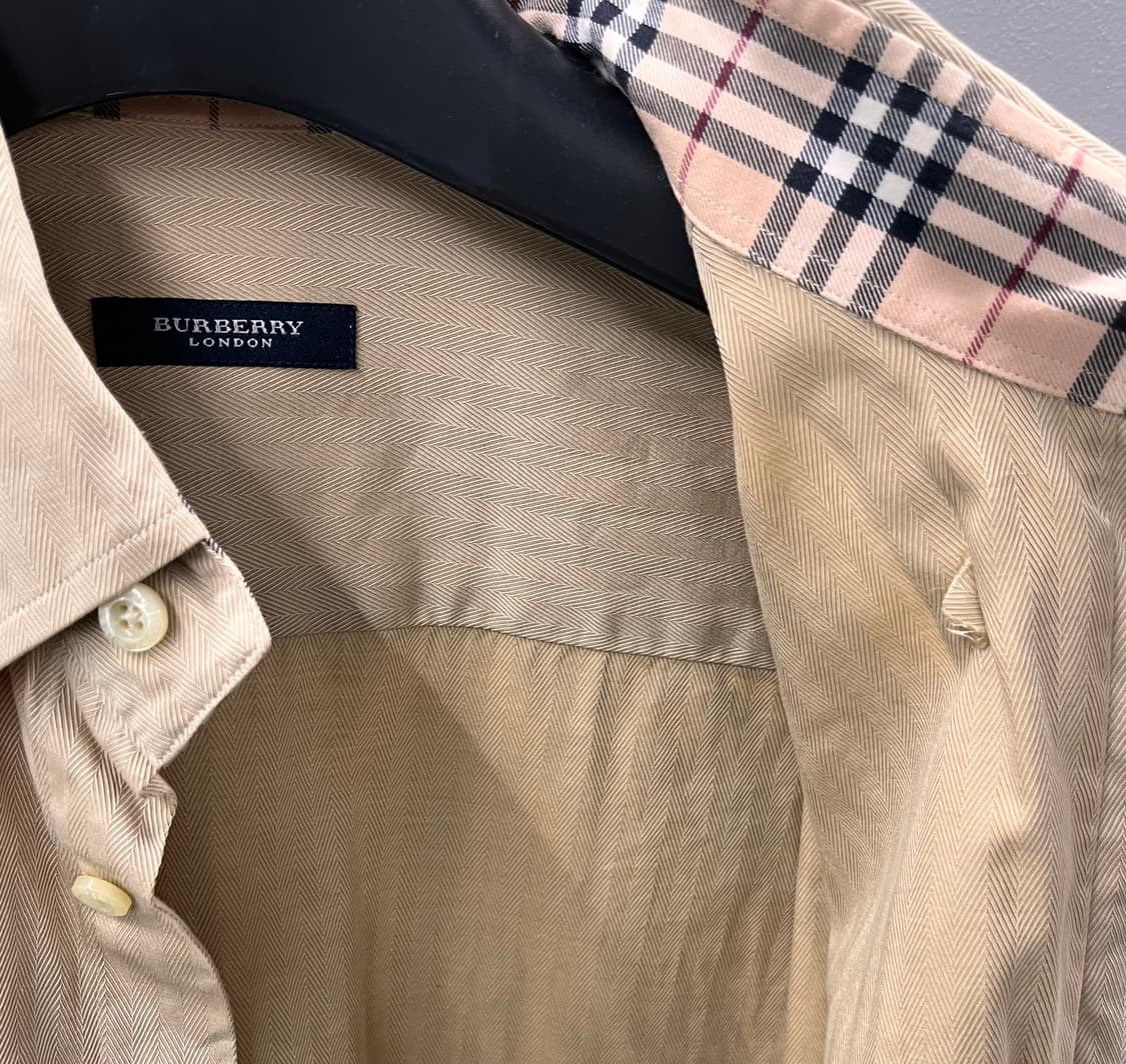 버버리 런던 베이지 헤링본 셔츠 상품이미지4