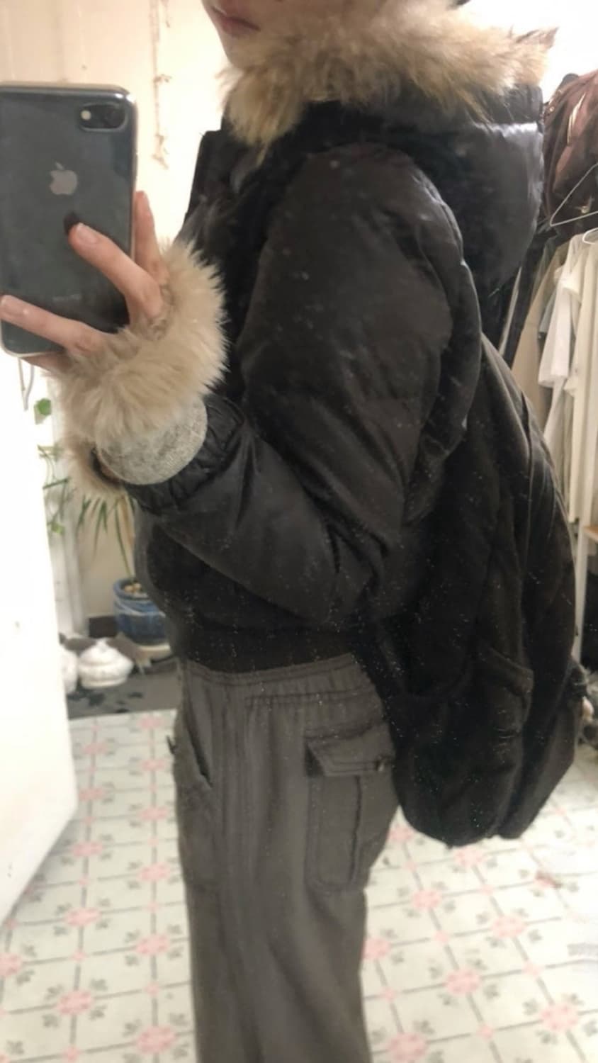 아디다스 빈티지 다크초코 브라운 패딩 대장 갸루 라떼 상품이미지3