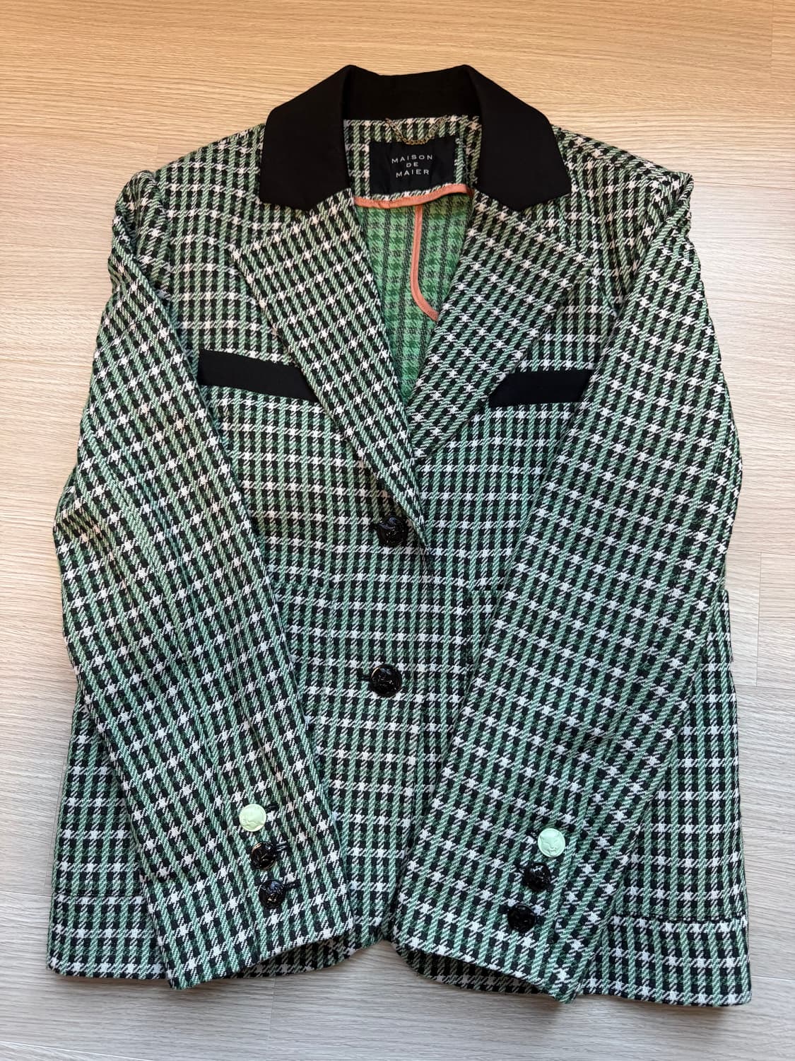 메종 드 메이어(MAISON DE MAYER) 그린 체크 배색 자켓 M사 상품이미지4