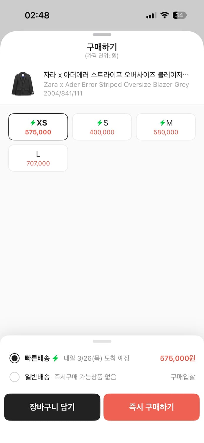 자라 아더에러 스트라이프 오버사이즈 블레이저 상품이미지5