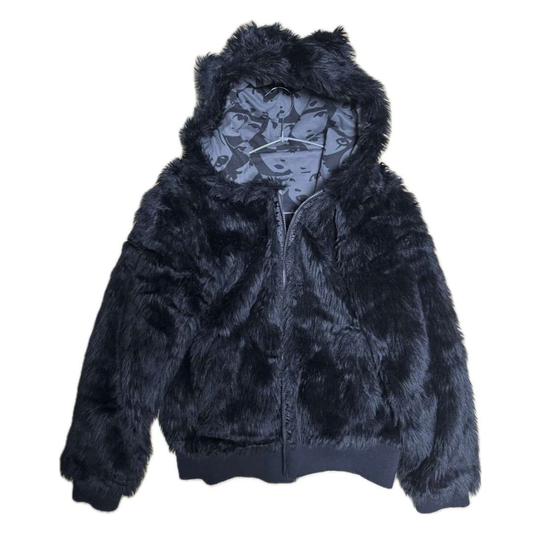 reversible hooded fur jacket with 😼ears 상품이미지1