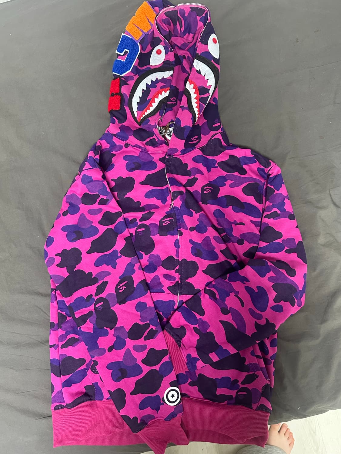 베이프 샤크 후드집업 핑크퍼플 라지 상품이미지2