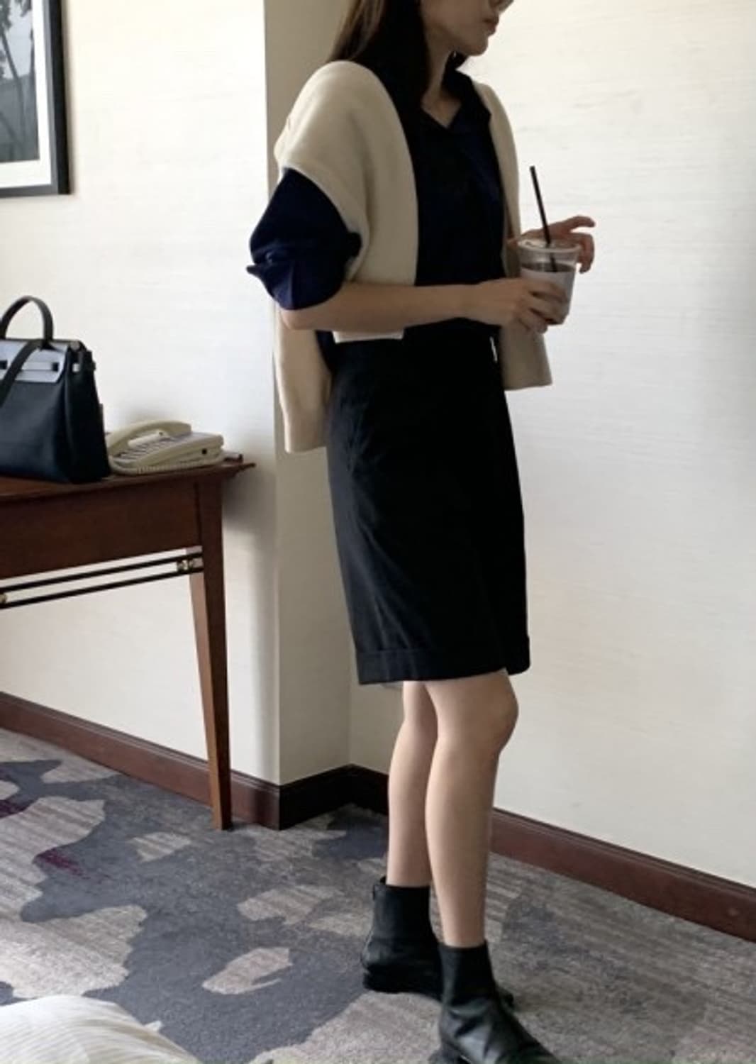 (새상품)프롬제이 메이드 핀턱 하프 슬랙스 블랙s 상품이미지3