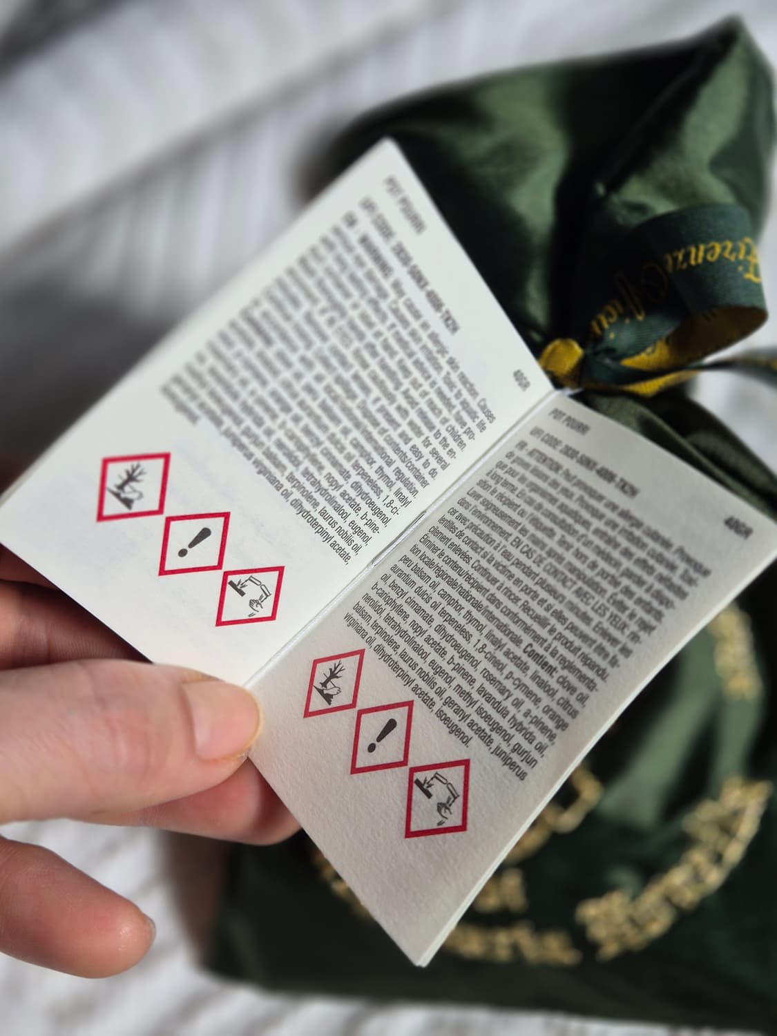 산타마리아노벨라 포푸리 방향제 실크파우치 그린 40g (미개봉) 상품이미지3