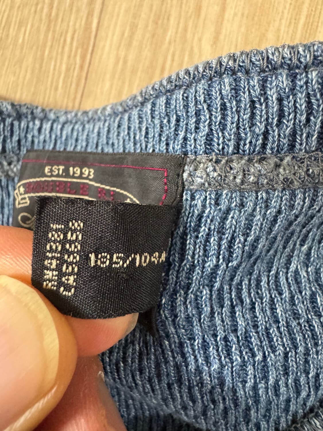 XL 더블알엘 인디고 자카드 헨리넥 와플 니트 티셔츠 상품이미지3