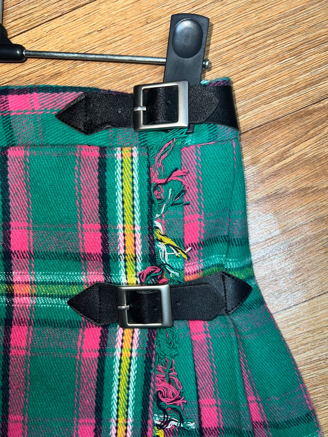 그린 체크 플리츠 스커트 상품이미지4