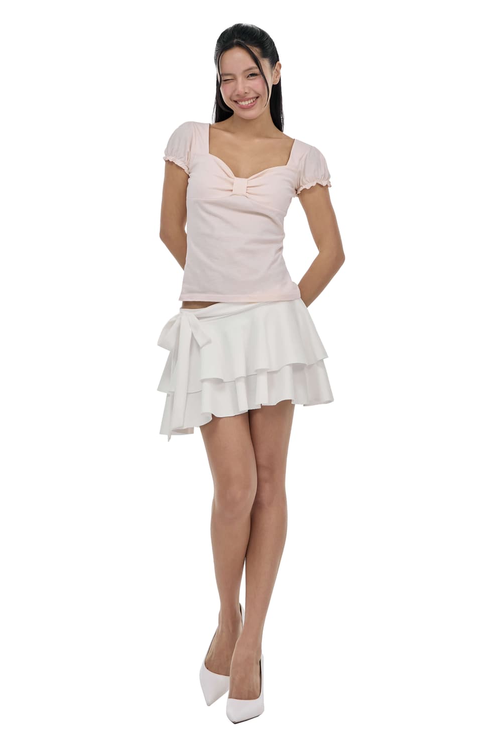 클리시어 로맨스 보우 스커트 romance bow skirt 화이트 상품이미지1