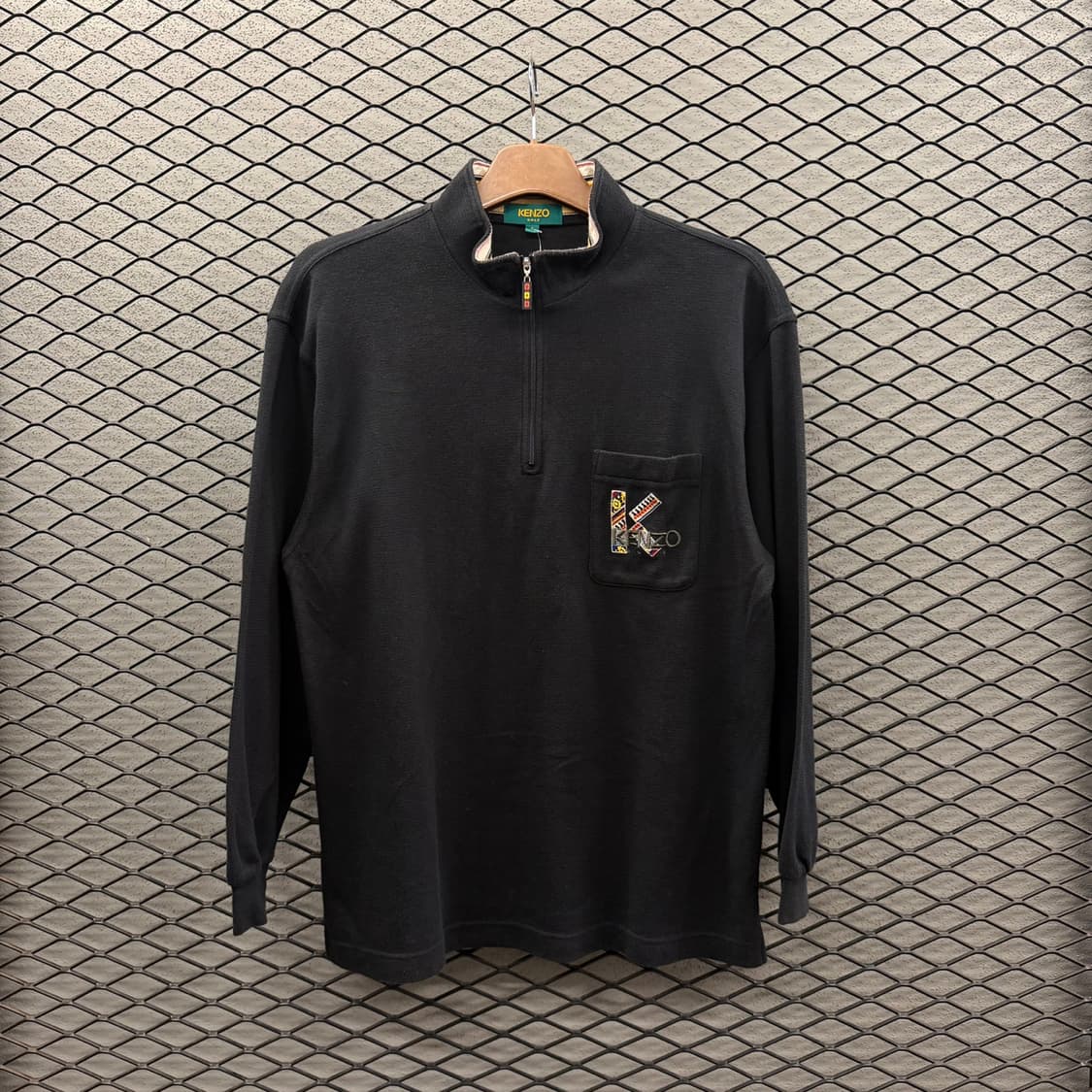 겐조 반집업 니트 포켓 컬러풀 넥카라 자수로고 디테일 블랙 상품이미지2