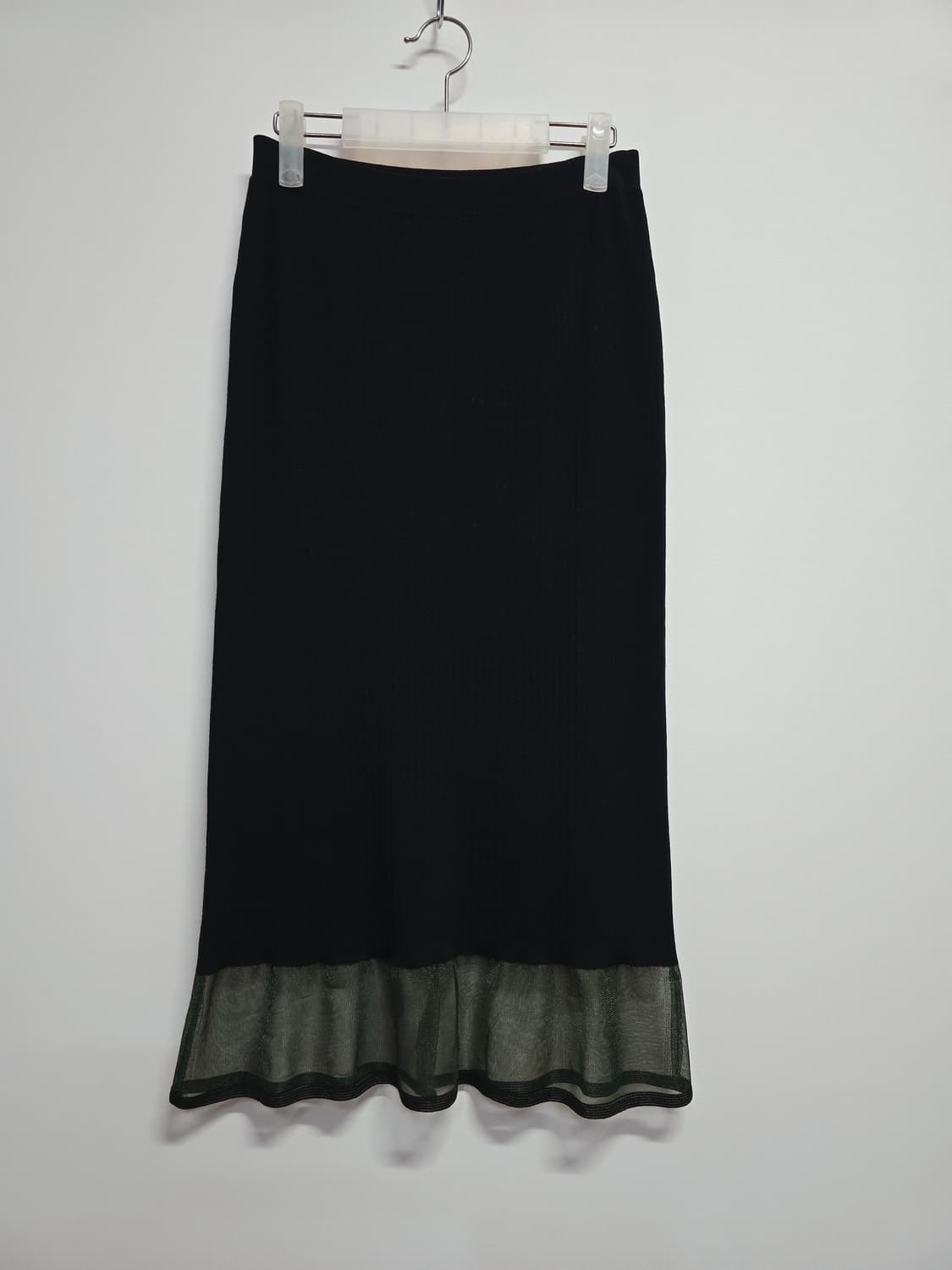 타임 블랙 시스루 소매 니트 긴팔티 롱스커트 상품이미지6