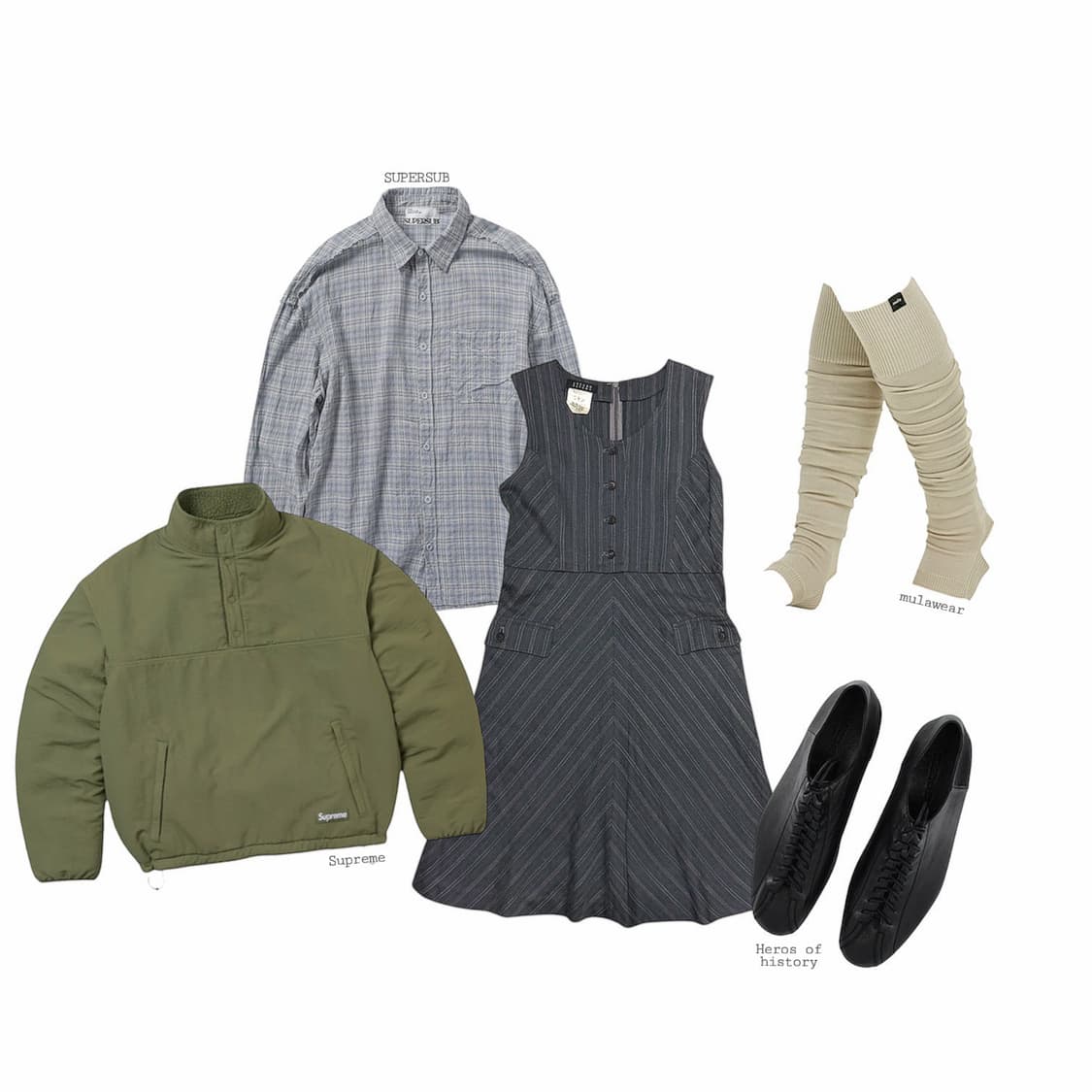 ATSURO TAYAMA 핀스트라이프 슬리브리스 원피스 상품이미지2