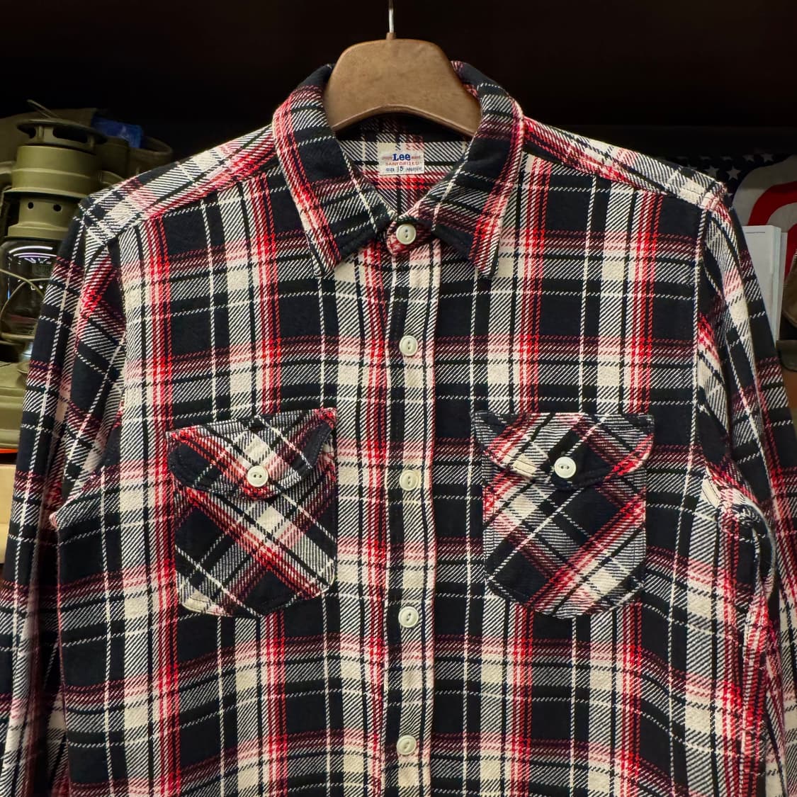 90s LEE 리 헤비 코튼 플란넬 체크 워크 셔츠 상품이미지3