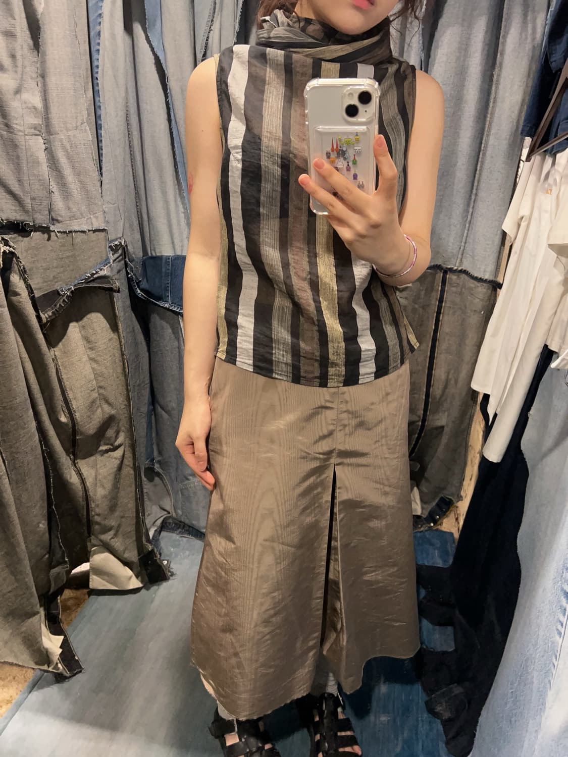 28inch ) PRADA Moire Silk Slit Skirt 상품이미지3