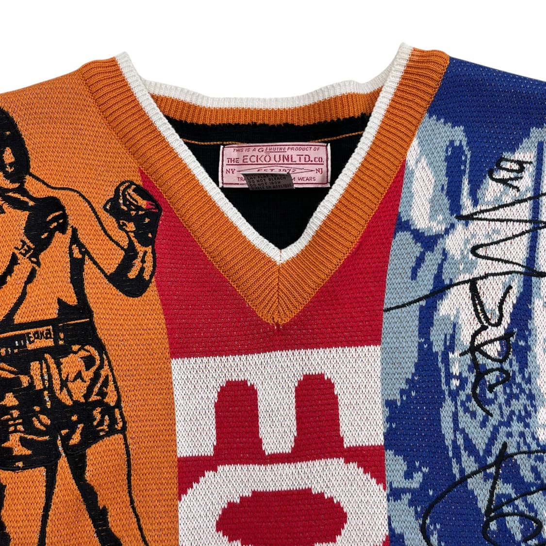 90s 에코 무하마드 알리 니트 베스트 L 상품이미지4
