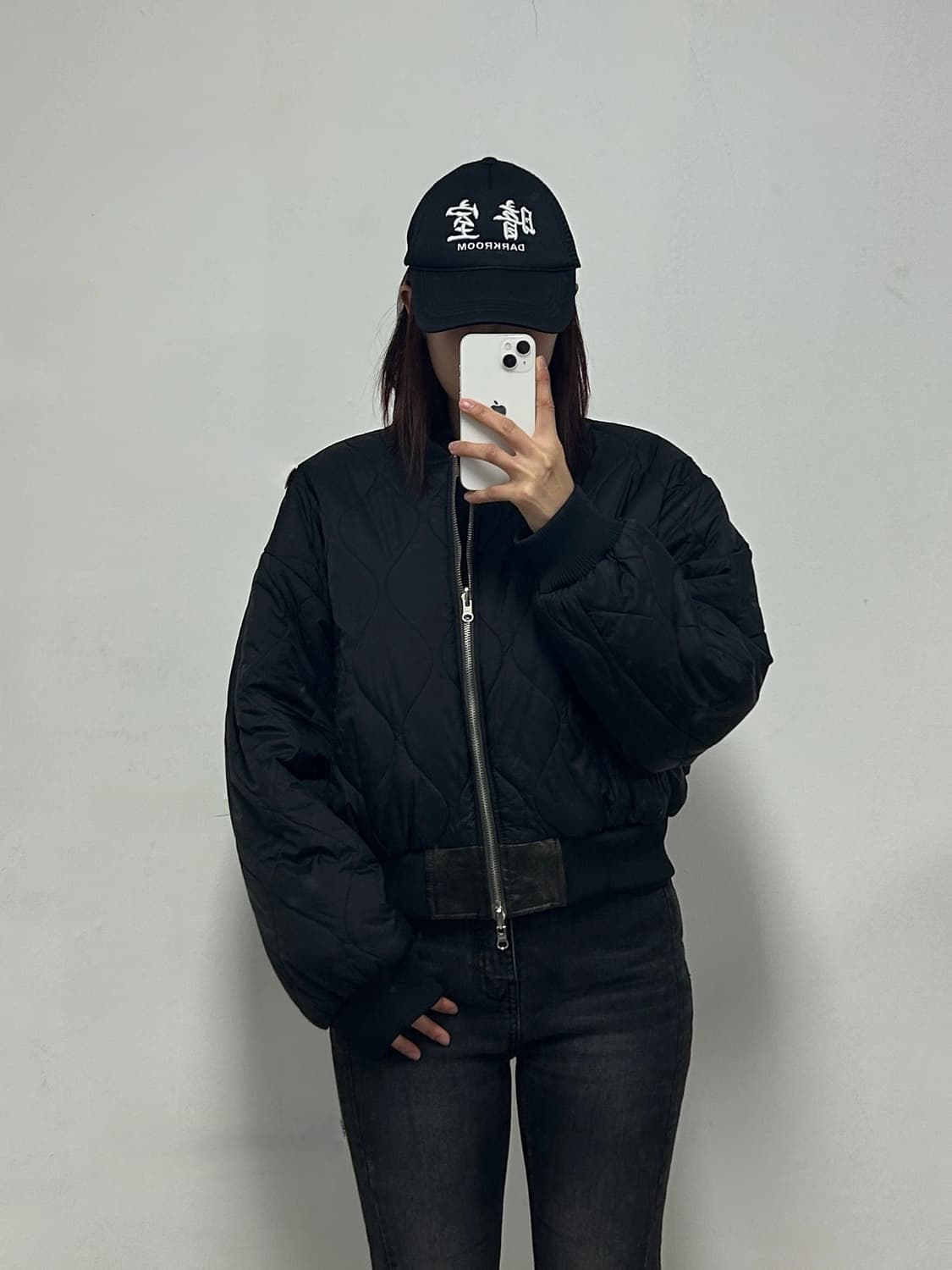 팬시클럽 빅로고 퀼팅 리버시블 엠보 점퍼 블랙 상품이미지3