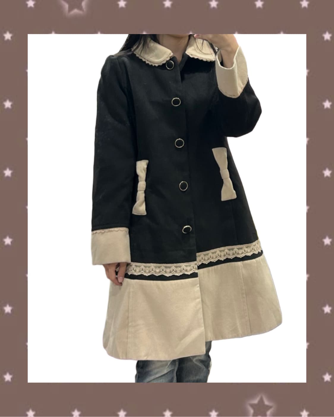 엑시즈팜 리본 블랙 겨울 코트 히메갸루 상품이미지2