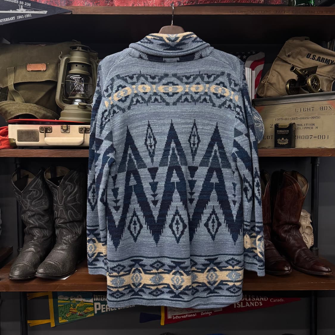 폴로 랄프로렌 신형 네이티브 나바호 패턴 니트 가디건 나무 단추 N46 상품이미지2