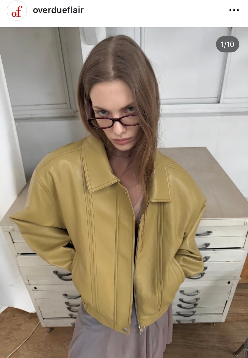 오버듀플레어 빈티지 레더 블루종 머스타드 상품이미지4