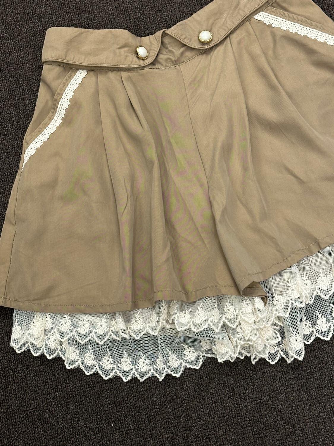 M)Japanese vintage 여성 레이스 금장버튼 디테일 베이지 치 상품이미지4