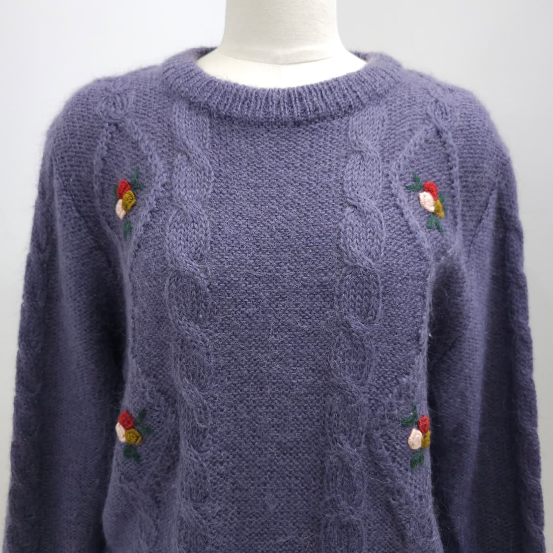 퍼플 플라워 자수 빈티지 니트 상품이미지4