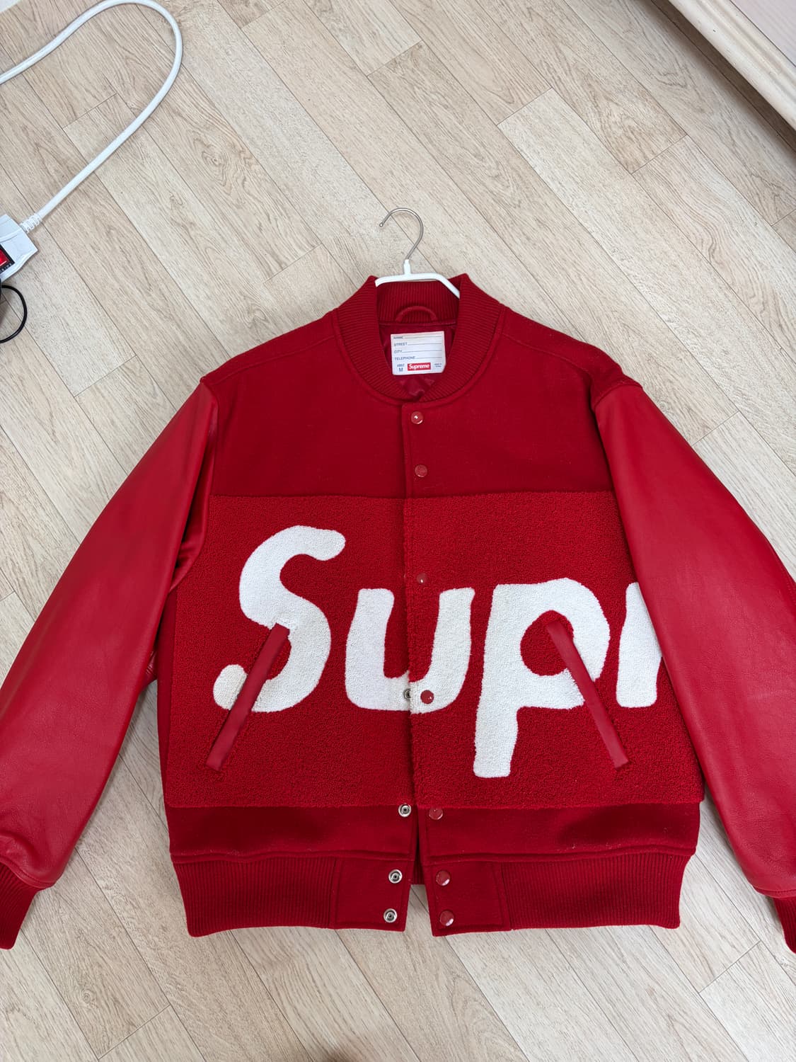 슈프림 빅로고 바시티 자켓 레드 M 상품이미지1