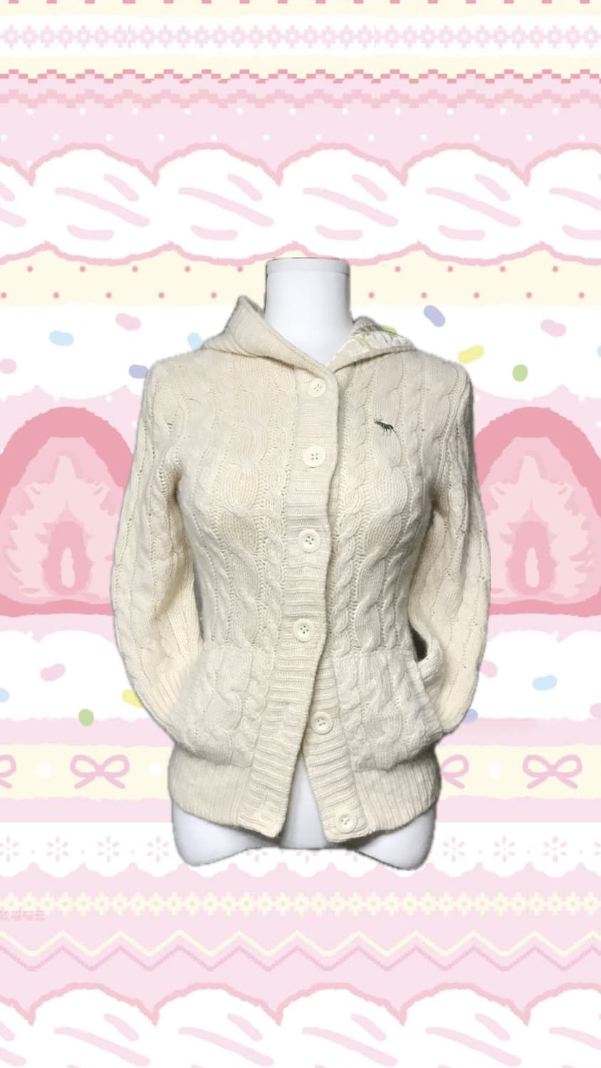 아베크롬비 히메갸루 아이보리 바닐라 니트 후드 가디건 y2k 상품이미지1
