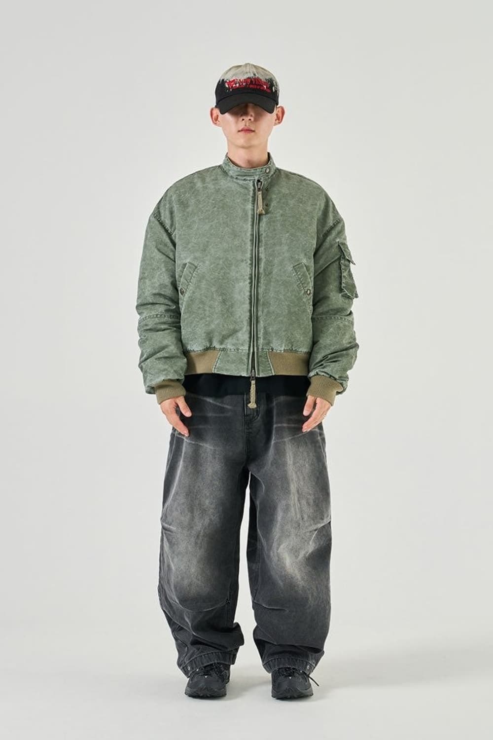 [L] 이티씨이 워시드 크롭 봄버 상품이미지1