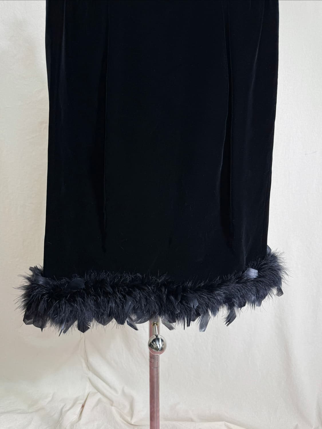 Viss 벨벳 페더 트리밍 스커트 상품이미지4