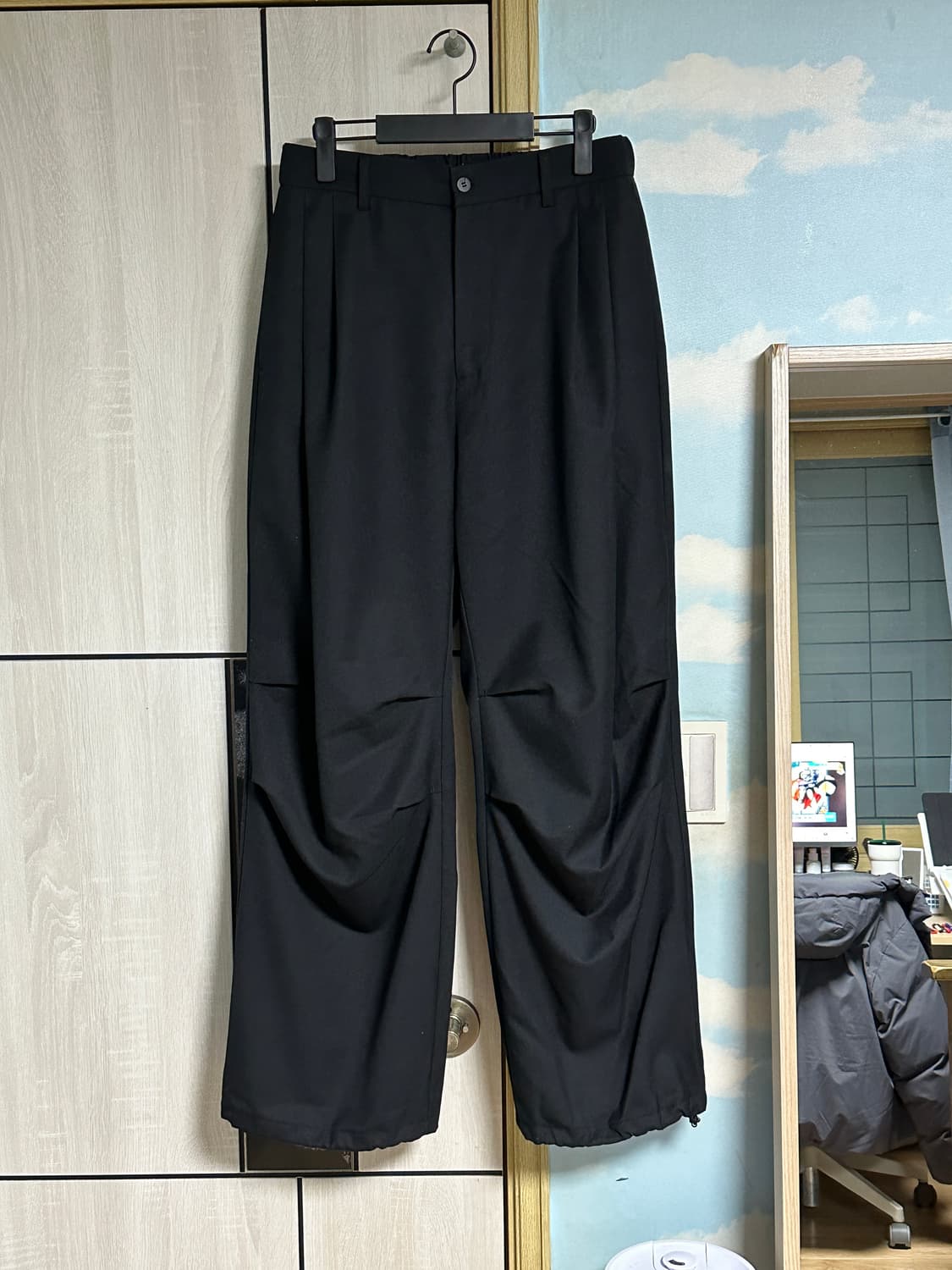 (32) 브랜디드 804 울 실루엣 파라슈트 팬트 블랙 상품이미지2