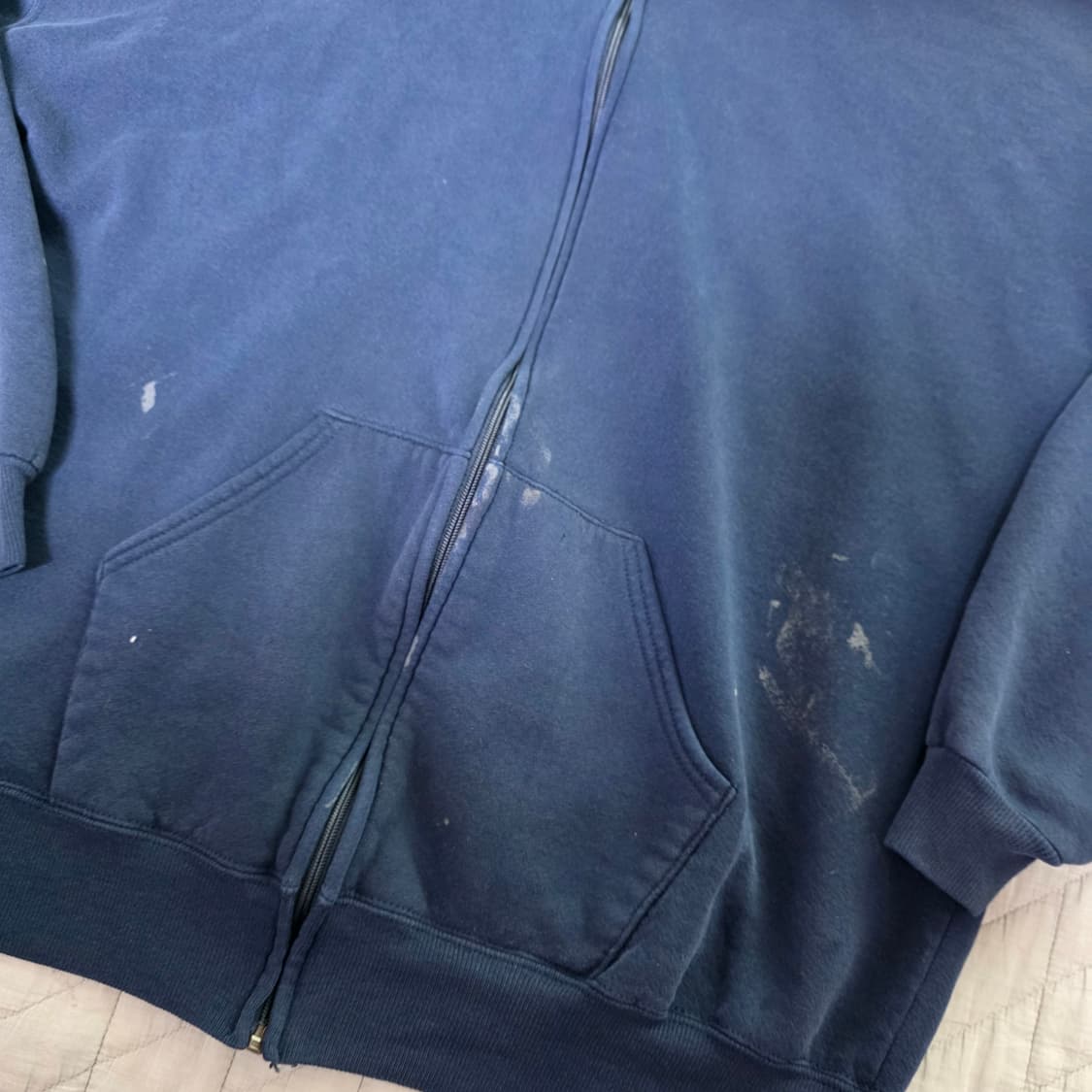 [XXL] 90s USA 빈티지 러셀 애슬레틱 후드집업 네이비 트래쉬드 상품이미지2