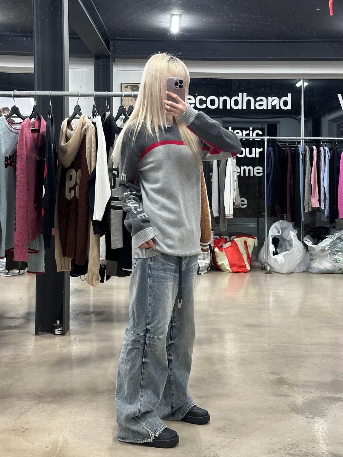 아르마니 익스체인지 로고 배색 니트 스웨터 상품이미지3