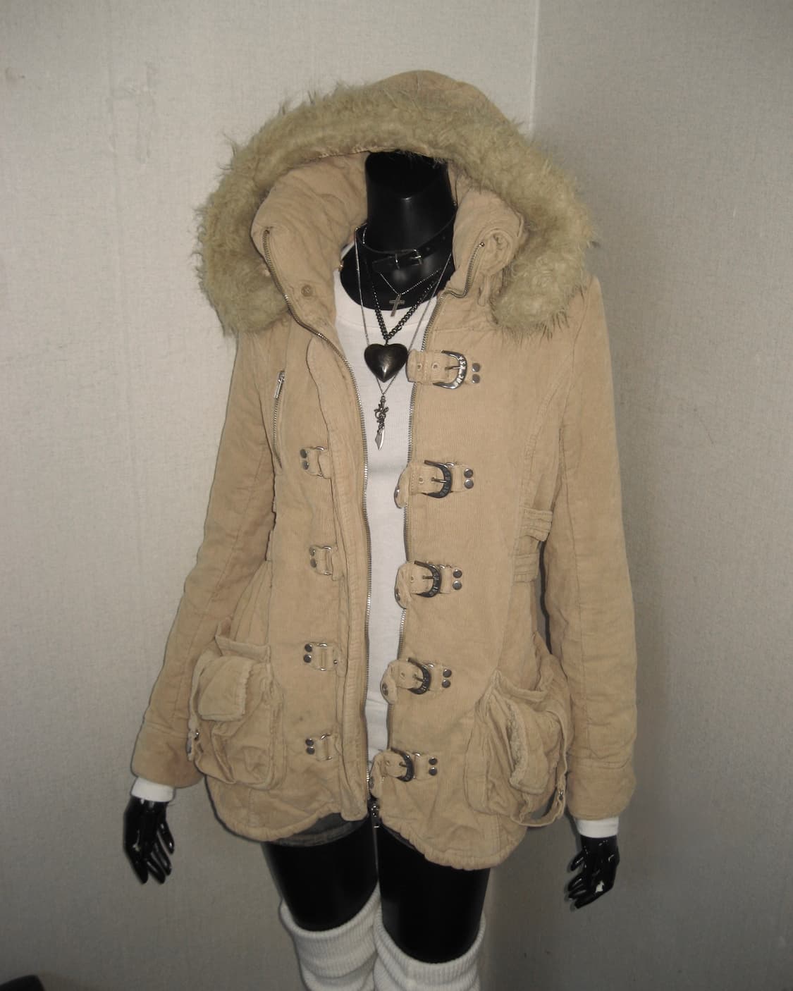 BACKS 코듀로이 하이넥 버클 코트 자켓 y2k 모리걸 상품이미지4