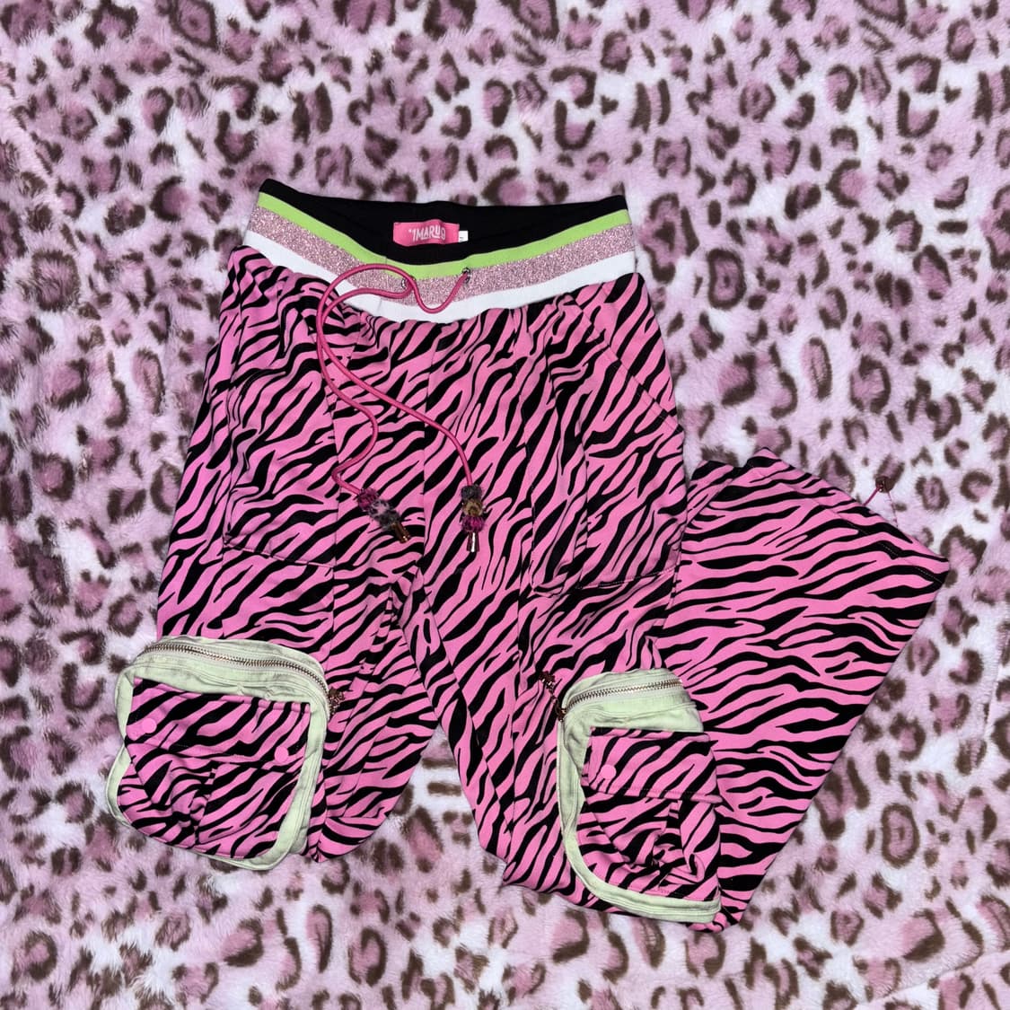 *1maru9 핑크 지브라 카고 팬츠 갸루 하라주쿠 상품이미지2
