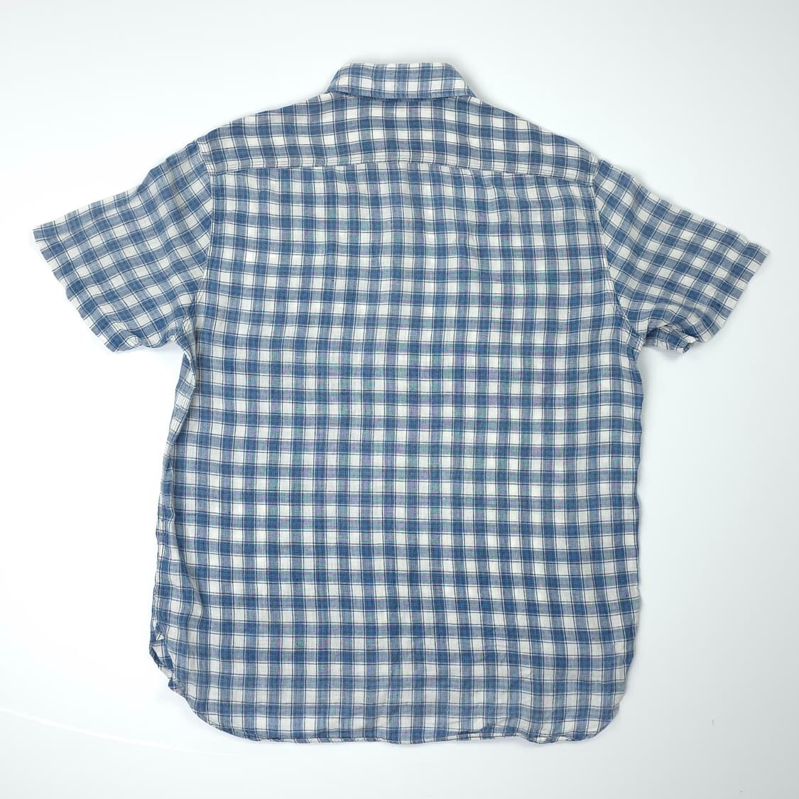폴로 랄프로렌 린넨 반팔 체크셔츠 블루 (M) 상품이미지2