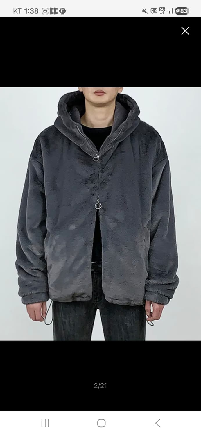 [ M ] 에이메이드 퍼 후드 집업 자켓 그레이 상품이미지2