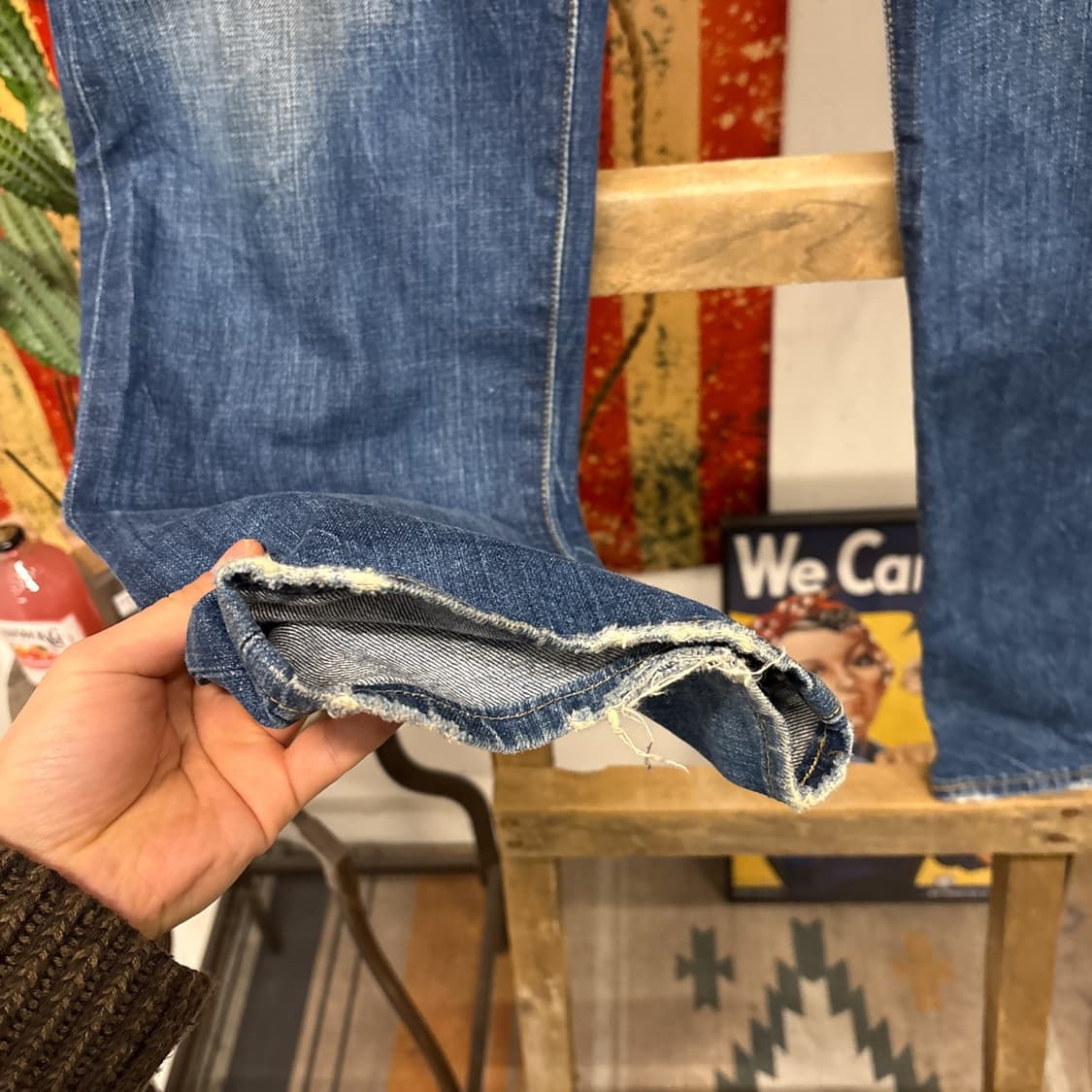 00s 리바이스501 버튼 플라이 빈티지 데미지 스트레이트 데님팬츠N84 상품이미지5